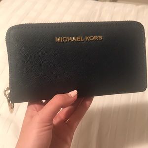 Navy and gold wallet